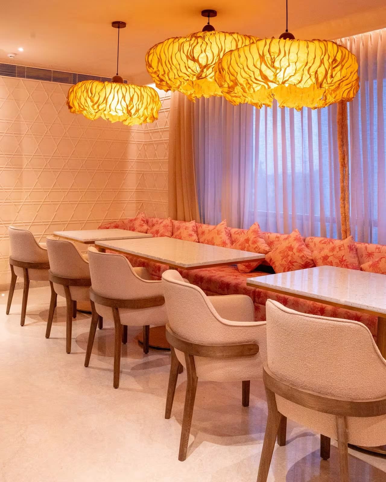 Sculpted dining room at Canvas, Chamiers Road